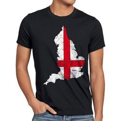 style3 Print-Shirt Herren T-Shirt England Vintage Flagge London UK Great Britain soccer Flag brexit, schwarz