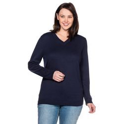 Pullover aus Feinstrick mit V-Ausschnitt, marine, Gr.56/58