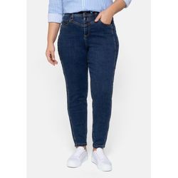 Girlfriend-Jeans mit vorverlegter Seitennaht, dark blue Denim, Gr.54