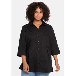 Bluse mit 3/4-Arm und dekorativen Falten, schwarz, Gr.40