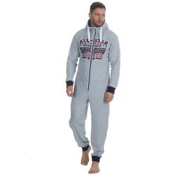 Herren Fleece 1Onezie kuscheln warm Kapuze Reißverschluss All in einem Overall Pyjama