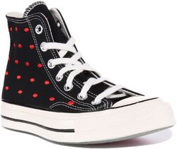 Converse A01600C Futter 70er Jahre bestickte Lippen Plateau schwarz rot Damen Größe 3 - 8